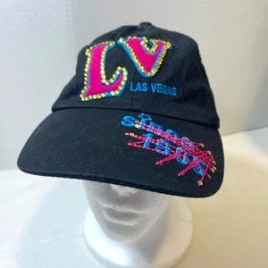 LV Las Vegas Since 1905 Black Pink Applique Yellow Rhinestones Adj Cap
